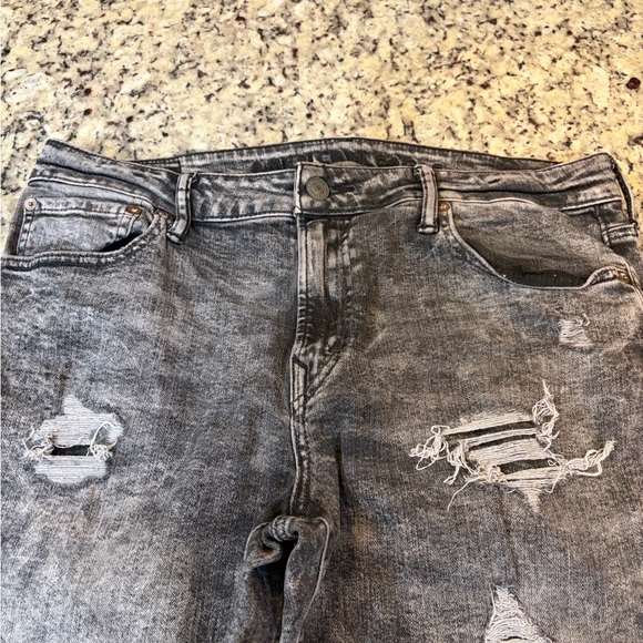 American Eagle Outfitters Men's Distressed Black Skinny Jeans - Picture 3 of 8